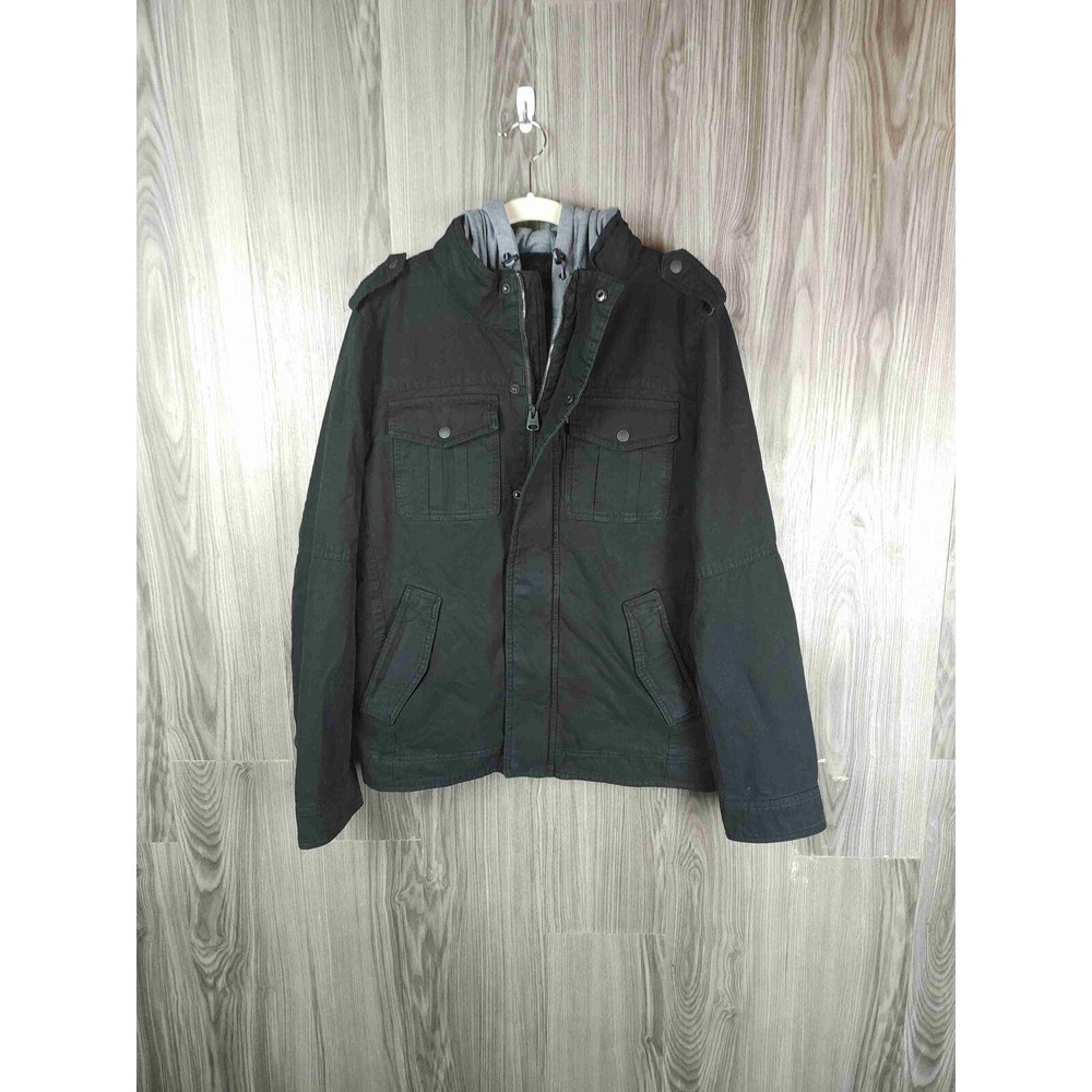 Levis Mens Sherpa Lined Field Jacket with Hood Black Canvas Military Coat